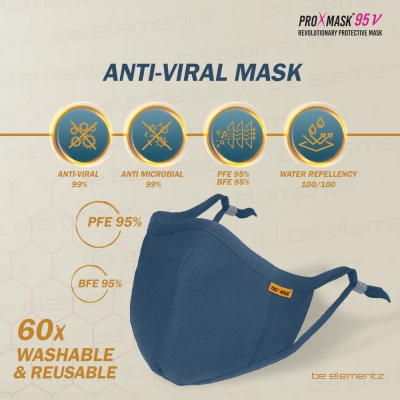 (RM35.00/pc) PROXMASK 95V 6 Layer Anti-Viral Protective Mask Microfiltration BFE PFE Anti-Microbial and Water Repellent ( L - BLACK )