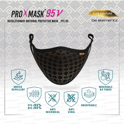 PROXMASK 95V - PFE95 Anti-Viral Protective Mask Microfiltration BFE PFE Anti-Microbial and Water Repellent FFM0015 ( SIZE M - Luxe Couture  )